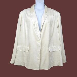 J. Jill Womens Ivory Corduroy Single Button Blazer Size 3X
